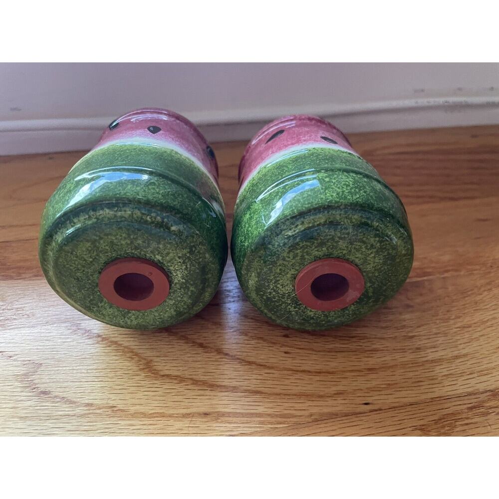 Vintage Watermelon Salt And Pepper Shakers Handpainted Large - Picture 4 of 4